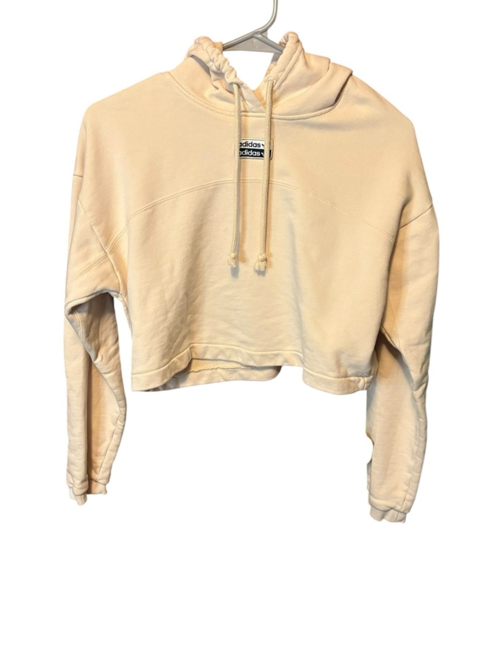 ADIDAS RYV Cropped Hoodie Off White Logo Sweatshirt Small Streetwear